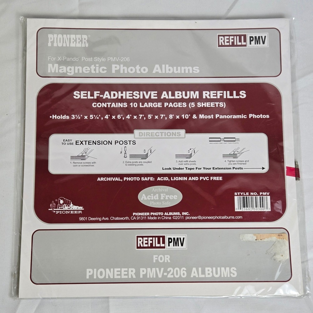 Pioneer Self-Adhesive Album Refills X-Pando Post Style PMV-206‎ 10 Large Pgs New